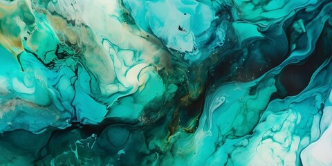 Luxury abstract fluid art painting in alcohol ink technique. Transparent waves and colorful swirls. Marble effect, painted texture, smooth marbled background, pattern of ombre. Image is AI generated.