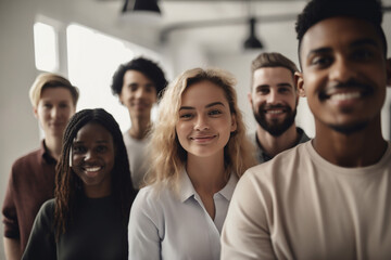 Obraz premium Portrait of a young team of students businessmen. Generative AI 