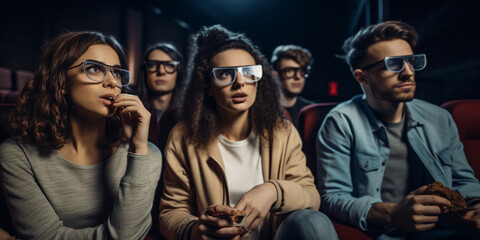 people in the cinema watching a movie. Generative AI	
