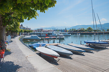 pictorial harbor Rapperswil-Jona, canton St. Gallen switzerland. lakeside promenade