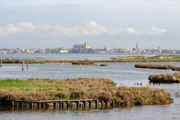 comacchio regional park delta del po lagoon city famous for its archaeological excavations and eel...
