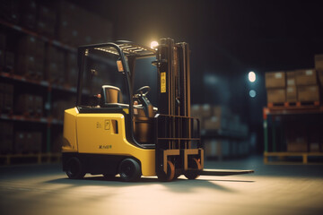 Naklejka premium Smart Warehouses of the Future: AI-Controlled Forklifts at Work