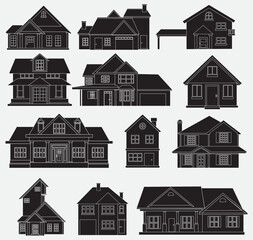 Silhouette House Vector Illustration, A clean and minimalist vector illustration of a house in silhouette form, perfect for a variety of design projects