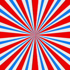 Fototapeta premium Blue and red sunburst abstract background on white color.