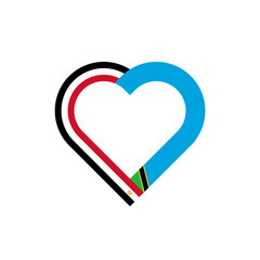 unity concept. heart ribbon icon of egypt and tanzania flags. vector illustration isolated on white background