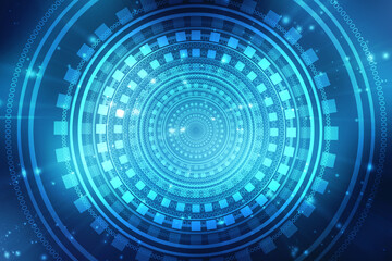 2d illustration Abstract futuristic electronic circuit technology background