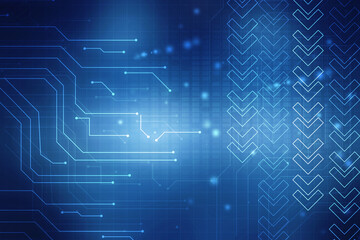 2d illustration Abstract futuristic electronic circuit technology background