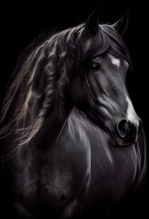 Obraz na płótnie Canvas Magnificent Horse in a Stylishly Dark Photo.; Generative AI