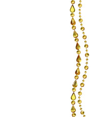 Golden decoration. Crystals. Pearl. Golden beads. Diamonds. Vector illustration. Background. Jewelry.