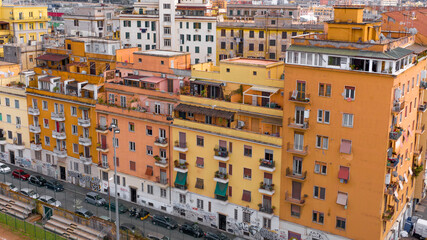 Aerial view of the San Lorenzo district of Rome, Italy. The area is mainly inhabited by students due to its proximity to the university.
