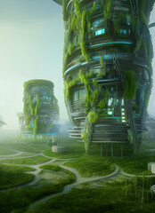 Green city in the future screne 10. Illustrations and Clip Art/AI generated.