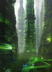 Green city in the future screne 09. Illustrations and Clip Art/AI generated.