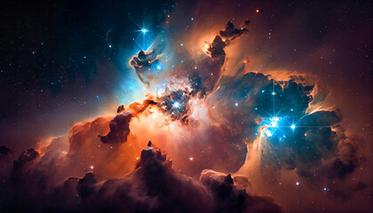 Obraz premium stars and nebulae in the night sky. Generative AI.