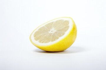 a slice of lemon sitting on top of a white table, generative AI
