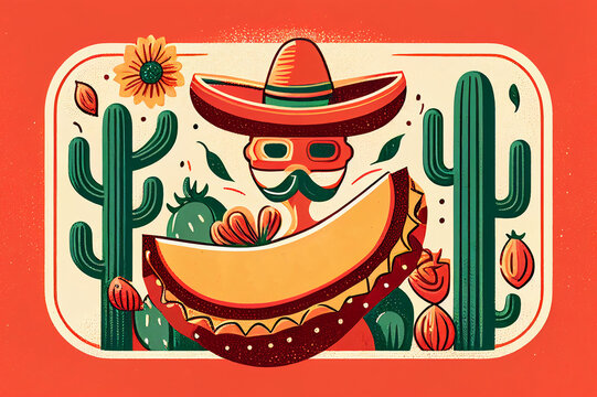 Cinco De Mayo, Mexican holiday 5 May, party invitation and greeting card design, generative ai