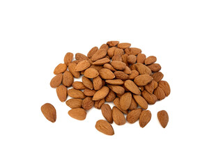 group of almonds isolated on white background