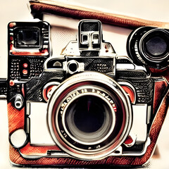 vintage photo camera with film