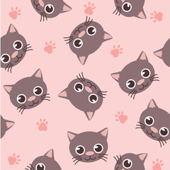 seamless pattern with cats. Background illustration vector, 
