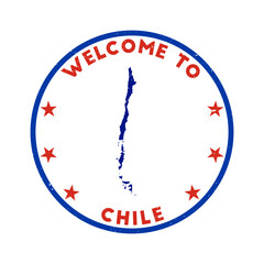 Welcome to Chile stamp. Grunge country round stamp with texture in a Fatal Fury color theme. Vintage style geometric Chile seal. Awesome vector illustration.