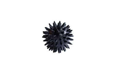 A black myofascial ball isolated on a white background. Concept of physiotherapy or fitness.