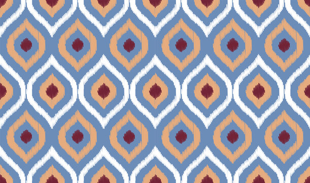 Uzbek ikat seamless pattern-traditional silk fabric in Uzbekistan. Handmade textile print product. Using in fashion industry surface pattern
