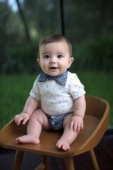 Retrato de uma menina de 6 meses com roupas fofas