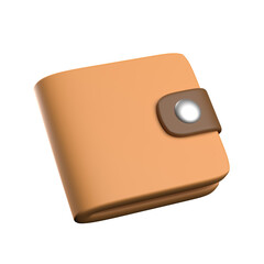 3D Render Illustration of Brown Leather Wallet