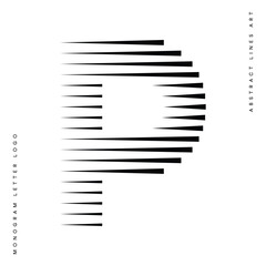 Speed logo monogram letter p lines abstract modern art vector illustration - obrazy, fototapety, plakaty