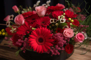 Arranjo de flores de primavera vermelhas