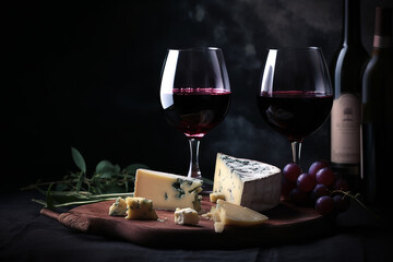 Vinho tinto com queijo