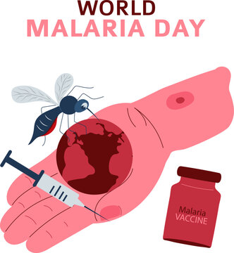 World Malaria Day Mosquito Bite Hand With Injection and Vaccine