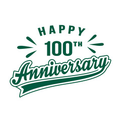 Happy 100th Anniversary. 100 years anniversary design template. Vector and illustration.
