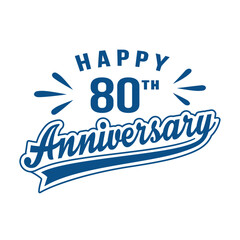 Happy 80th Anniversary. 80 years anniversary design template. Vector and illustration.
