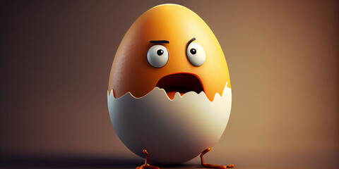 Fototapeta premium Funny cheerful character, cartoon egg with a smiling face.