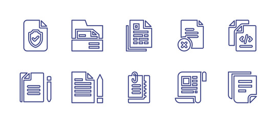 Documentation line icon set. Editable stroke. Vector illustration. Containing insurance, document, error, file.