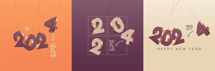 Welcome the 2024 new year celebration. Creative concept of 2024 new year