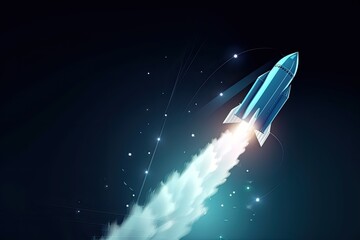 Fototapeta na wymiar Rocket taking off illustration, startup and ideas concept, background. Generative AI