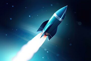 Rocket taking off illustration, startup and ideas concept, background. Generative AI