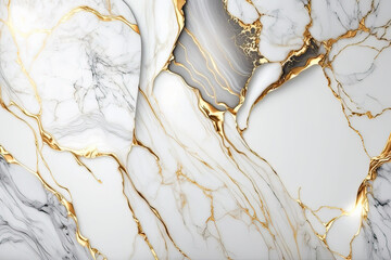 Luxury marble texture background white gold. Natural stone material pattern. Generative AI