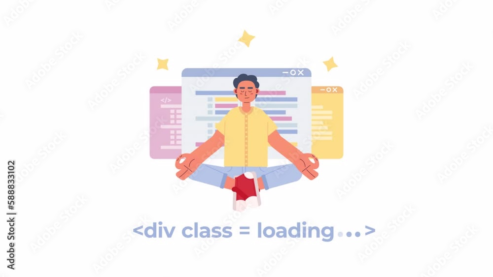 Poster animated div class loader. programming course, class. flash message 4k video footage. color isolated