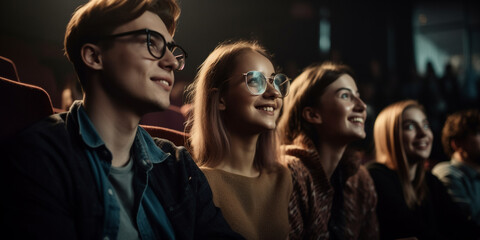 people in the cinema watching a movie. generative AI