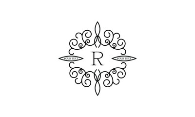 Simple, stylish and elegant letter R logo. Monogram vector illustration template.