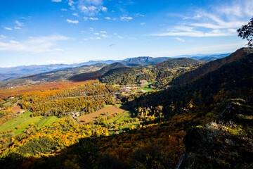 Fototapeta na wymiar Autumn in La Fageda D En Jorda Forest, La Garrotxa, Spain