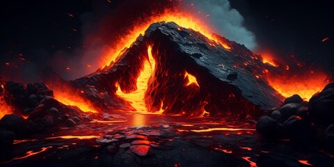 Backdrop lava texture, Volcano, fire.Generative AI