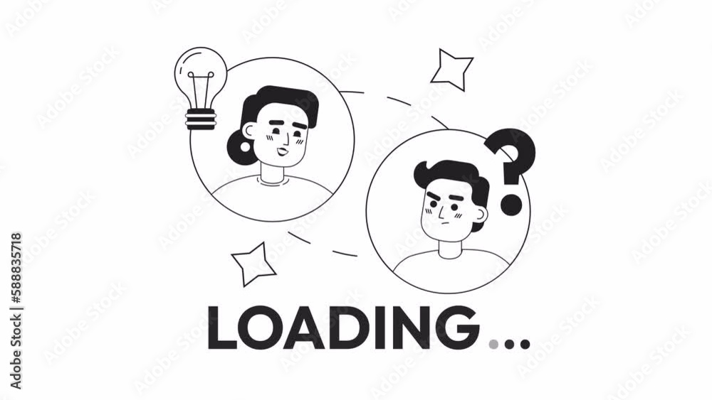 Fototapete animated bw virtual teamwork loader. stay connected. flash message 4k video footage. monochrome isol
