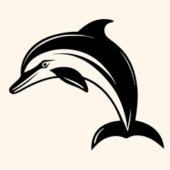 Dolphin vector for logo or icon, drawing Elegant minimalist style,abstract style Illustration