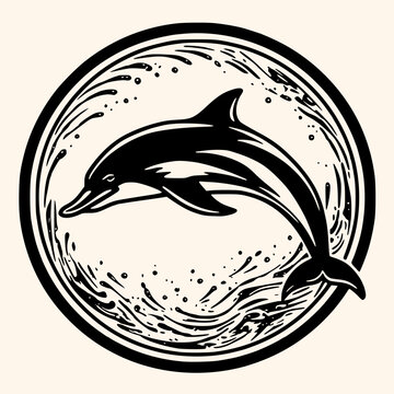 Dolphin vector for logo or icon, drawing Elegant minimalist style,abstract style Illustration
