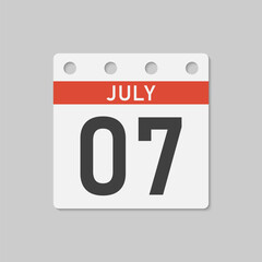 Icon page calendar day - 7 July