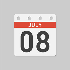 Icon page calendar day - 8 July