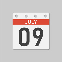 Icon page calendar day - 9 July